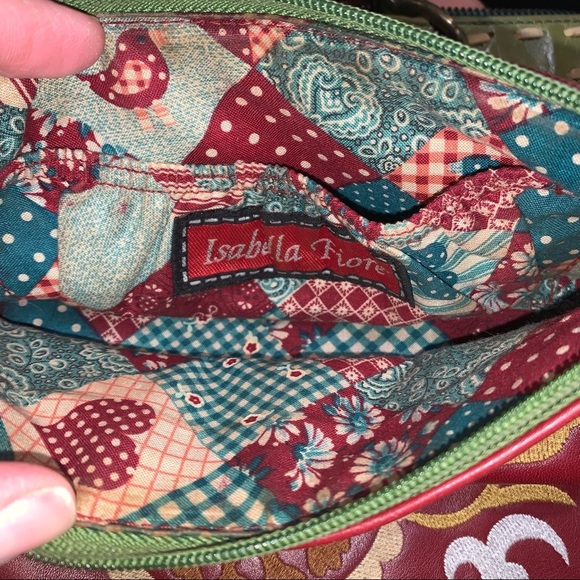 Isabella Fiore Embroidered Leather Satchel Purse Bag & Cosmetic Bag - Picture 12 of 12